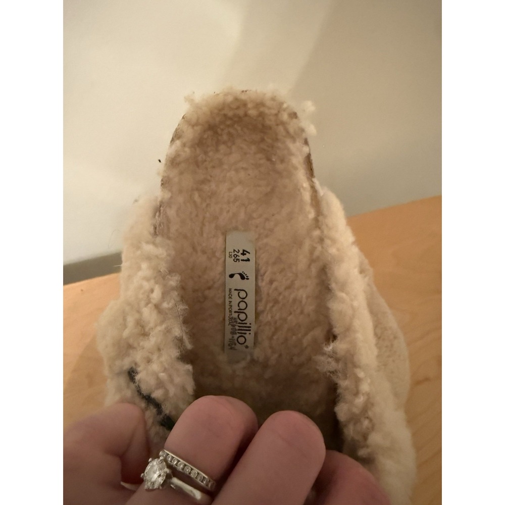 Papillio Women's Beige Shearling Lined Clog Slippers Slip-On US 10 EU 41 - Picture 3 of 7
